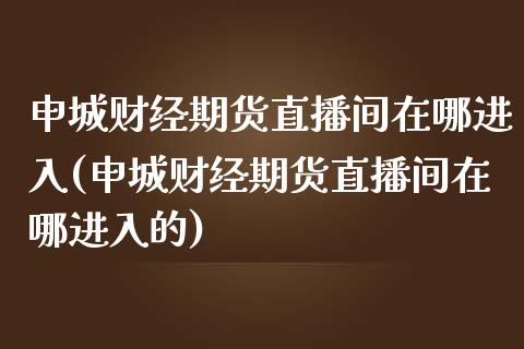 申城财经期货直播间在哪进入(申城财经期货直播间在哪进入的)_https://www.shkeyin.com_德指直播间_第1张