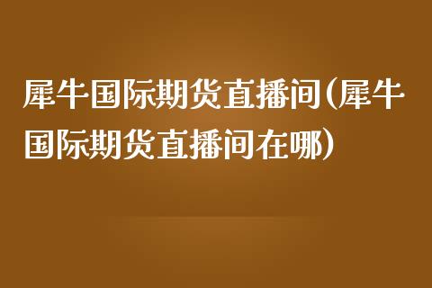 犀牛国际期货直播间(犀牛国际期货直播间在哪)_https://www.shkeyin.com_恒生指数直播_第1张