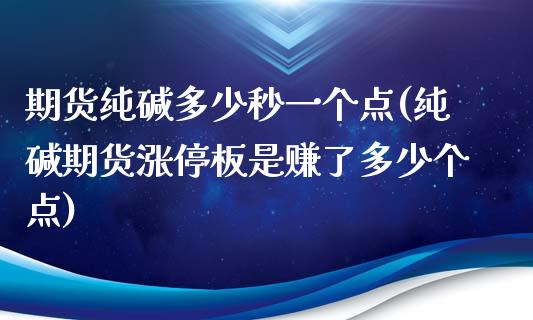 期货纯碱多少秒一个点(纯碱期货涨停板是赚了多少个点)_https://www.shkeyin.com_黄金直播_第1张