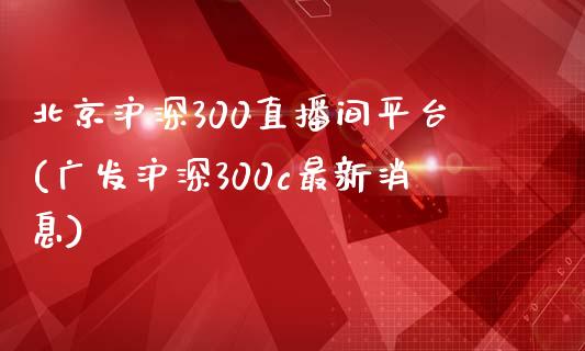 北京沪深300直播间平台(广发沪深300c最新消息)_https://www.shkeyin.com_原油直播_第1张