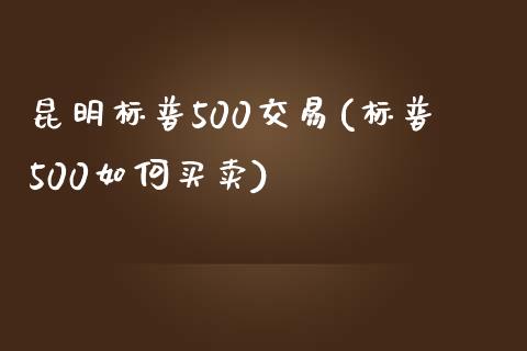 昆明标普500交易(标普500如何买卖)_https://www.shkeyin.com_期货直播_第1张