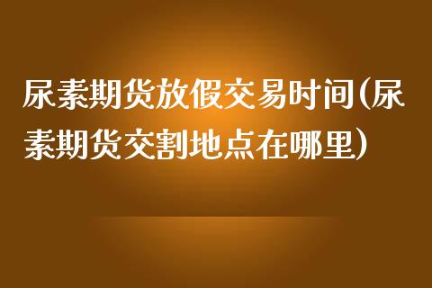 尿素期货放假交易时间(尿素期货交割地点在哪里)_https://www.shkeyin.com_恒生指数直播_第1张