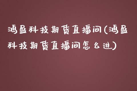 鸿盈科技期货直播间(鸿盈科技期货直播间怎么进)_https://www.shkeyin.com_期货直播_第1张