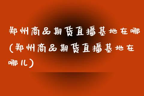 郑州商品期货直播基地在哪(郑州商品期货直播基地在哪儿)_https://www.shkeyin.com_黄金直播_第1张