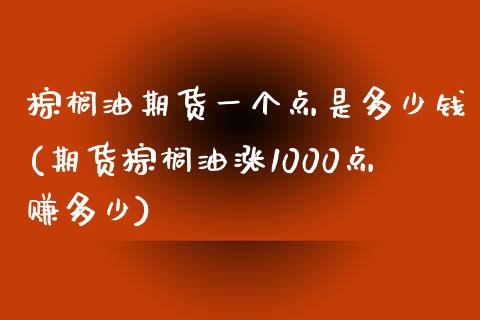 棕榈油期货一个点是多少钱(期货棕榈油涨1000点赚多少)_https://www.shkeyin.com_原油直播_第1张