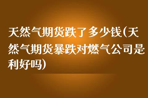 天然气期货跌了多少钱(天然气期货暴跌对燃气公司是利好吗)_https://www.shkeyin.com_纳指直播间_第1张