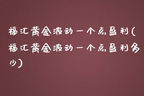 福汇黄金波动一个点盈利(福汇黄金波动一个点盈利多少)_https://www.shkeyin.com_期货直播_第1张