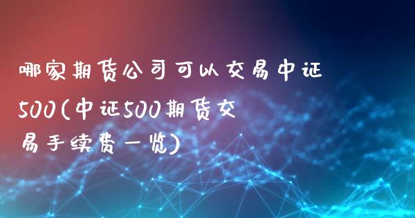 哪家期货公司可以交易中证500(中证500期货交易手续费一览)_https://www.shkeyin.com_黄金直播_第1张