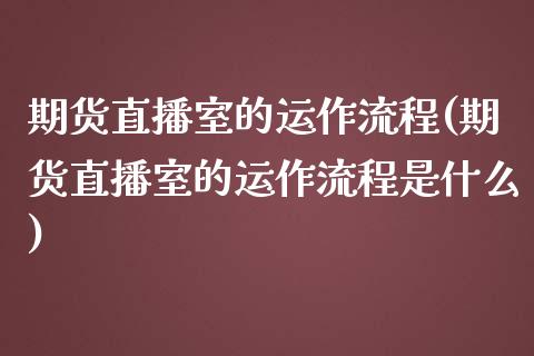 期货直播室的运作流程(期货直播室的运作流程是什么)_https://www.shkeyin.com_纳指直播间_第1张